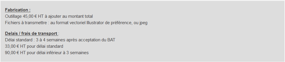 Informations chasubles personnalisées